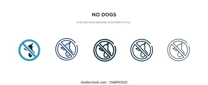 no dogs icon in different style vector illustration. two colored and black no dogs vector icons designed in filled, outline, line and stroke style can be used for web, mobile, ui