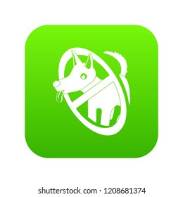 No dogs icon green vector isolated on white background