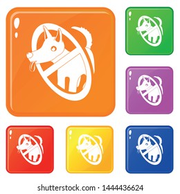 No dogs icons set collection vector 6 color isolated on white background