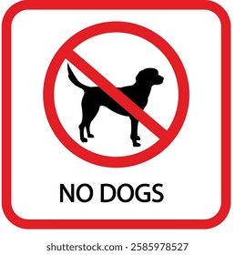 No dogs sign isolated on white background, Stop Dog symbol pictogram. Warning, caution, attention, ban, no pets allowed sign dog forbidden, dog walking is prohibited, No dog sign