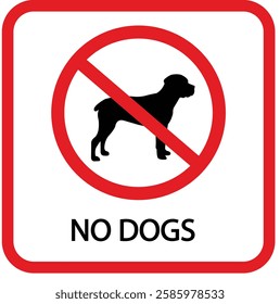 No dogs sign isolated on white background, Stop Dog symbol pictogram. Warning, caution, attention, ban, no pets allowed sign dog forbidden, dog walking is prohibited, No dog sign