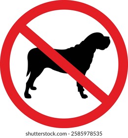 No dogs sign isolated on white background, Stop Dog symbol pictogram. Warning, caution, attention, ban, no pets allowed sign dog forbidden, dog walking is prohibited, No dog sign