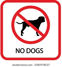 No dogs sign isolated on white background, Stop Dog symbol pictogram. Warning, caution, attention, ban, no pets allowed sign dog forbidden, dog walking is prohibited, No dog sign