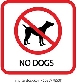 No dogs sign isolated on white background, Stop Dog symbol pictogram. Warning, caution, attention, ban, no pets allowed sign dog forbidden, dog walking is prohibited, No dog sign