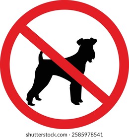 No dogs sign isolated on white background, Stop Dog symbol pictogram. Warning, caution, attention, ban, no pets allowed sign dog forbidden, dog walking is prohibited, No dog sign