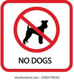 No dogs sign isolated on white background, Stop Dog symbol pictogram. Warning, caution, attention, ban, no pets allowed sign dog forbidden, dog walking is prohibited, No dog sign