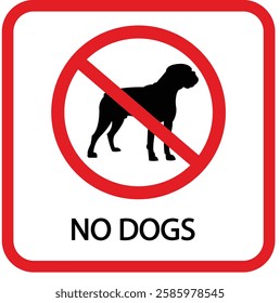 No dogs sign isolated on white background, Stop Dog symbol pictogram. Warning, caution, attention, ban, no pets allowed sign dog forbidden, dog walking is prohibited, No dog sign