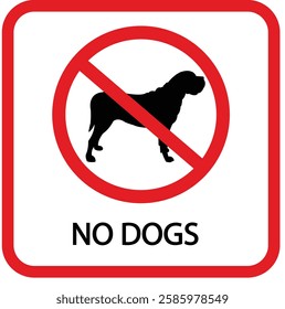 No dogs sign isolated on white background, Stop Dog symbol pictogram. Warning, caution, attention, ban, no pets allowed sign dog forbidden, dog walking is prohibited, No dog sign