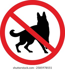 No dogs sign isolated on white background, Stop Dog symbol pictogram. Warning, caution, attention, ban, no pets allowed sign dog forbidden, dog walking is prohibited, No dog sign