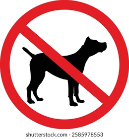 No dogs sign isolated on white background, Stop Dog symbol pictogram. Warning, caution, attention, ban, no pets allowed sign dog forbidden, dog walking is prohibited, No dog sign