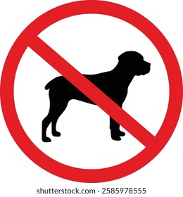 No dogs sign isolated on white background, Stop Dog symbol pictogram. Warning, caution, attention, ban, no pets allowed sign dog forbidden, dog walking is prohibited, No dog sign