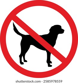 No dogs sign isolated on white background, Stop Dog symbol pictogram. Warning, caution, attention, ban, no pets allowed sign dog forbidden, dog walking is prohibited, No dog sign