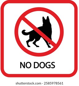 No dogs sign isolated on white background, Stop Dog symbol pictogram. Warning, caution, attention, ban, no pets allowed sign dog forbidden, dog walking is prohibited, No dog sign