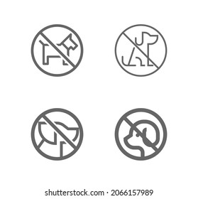 Ningún perro firma la línea vectorial conjunto de iconos