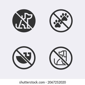 No dogs sign line vector icon set