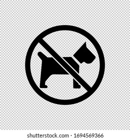 No hay perros ni paren con los animales icono en negro. Símbolo prohibido simple sobre fondo aislado.Vector EPS 10.