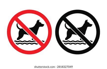 No dogs swimming prohibition vector icon