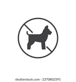 No dogs vector icon. filled flat sign for mobile concept and web design. No Pets Allowed Sign glyph icon. Symbol, logo illustration. Vector graphics