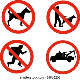 No dogs,burglars and towing sign and symbol