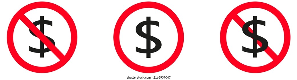 No dolla sing icons. Dollar ban sign.  Vector illustration eps10