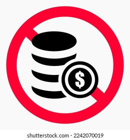 No dollar icon. Dollar ban. Do not use dollar. It is forbidden to pay a dollar. Icon vector.