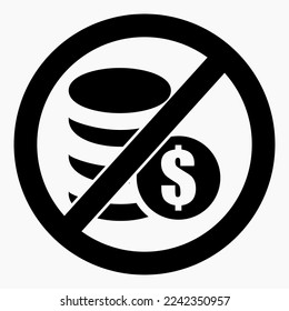 No dollar icon. Dollar ban. Do not use dollar. It is forbidden to pay a dollar. Icon vector.