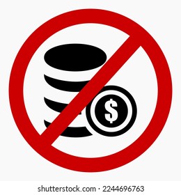 No dollar icon. Dollar ban. Do not use dollar. It is forbidden to pay a dollar. Icon vector.