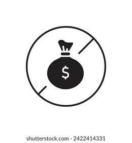 No dollar money bag icon design, isolated on white background, vector illustration