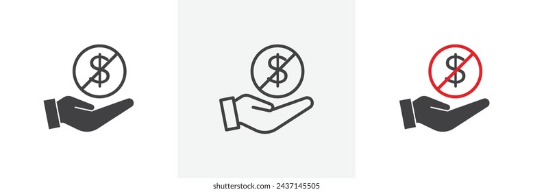 No Dollar Sign Isolated Line Icon Style Design. Simple Vector Illustration