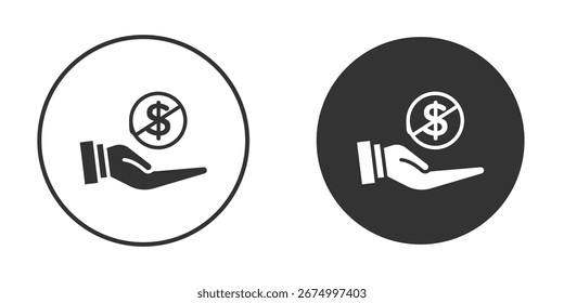 Sin pictograma de signo de dólar. Ilustración de contorno de Vector aislado sobre fondo blanco.