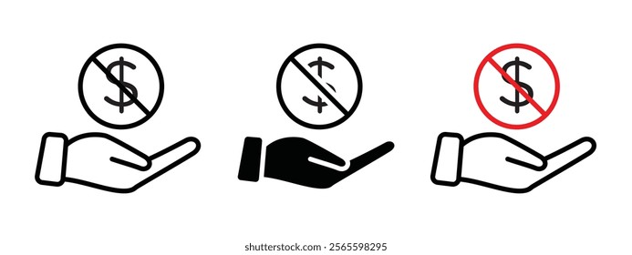 No dollar sign vector in black and red colors