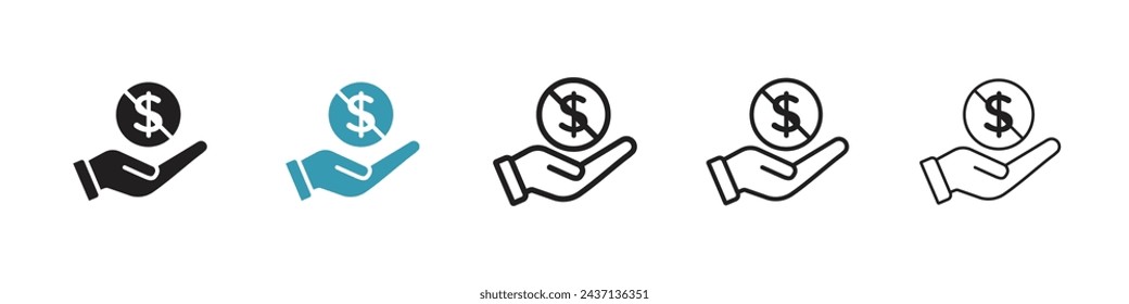 No Dollar Sign Vector Icon Set. Currency Exchange Prohibition Emblem vector symbol for UI design.