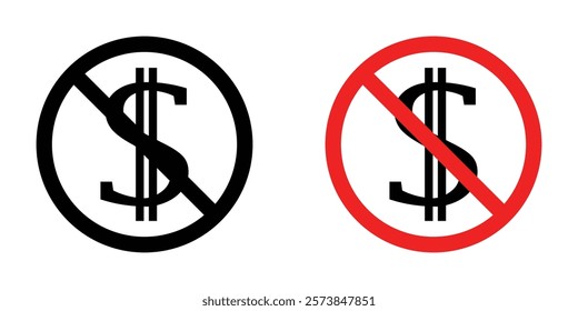 No dollar signs vector set
