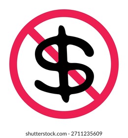 Kein Dollar Symbol Vektor, verbotenes Dollar Zeichen Symbol, kein Dollar Zeichen, verbotenes Dollar Geld Zeichen, keine USD Währungszeichen Grafik