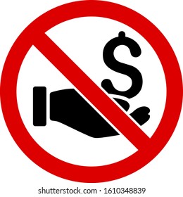 No donation vector icon. Flat No donation pictogram is isolated on a white background.