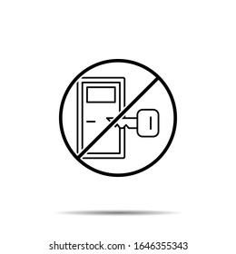 Sin puerta, icono de llave. Línea delgada simple, contorno vector de la prohibición del servicio hotelero, prohibición, iconos de prohibición para ui y ux, sitio web o aplicación móvil