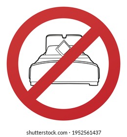 No Double Bed Symbol Isolated on White Background. Rest Vector Illustration Prohibition Stop Sign.