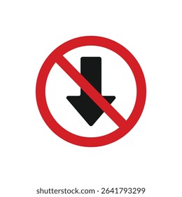 No down arrow sign isolated on white background template