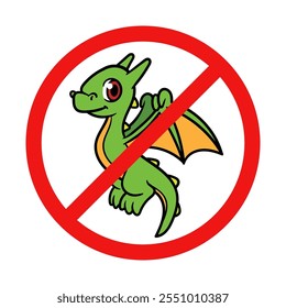 No Dragon Sign on White Background