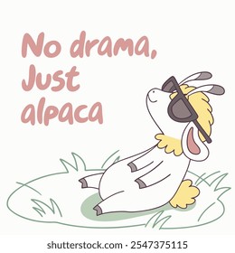 Kein Drama, nur Alpaca: Chill Vibes Vektor Design