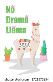 no drama llama with cactus flower