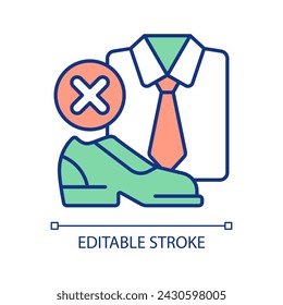 No dress code requirements RGB color icon. Casual look. Relaxed outfit. Clothing policy at work. Isolated vector illustration. Simple filled line drawing. Editable stroke. Arial font used