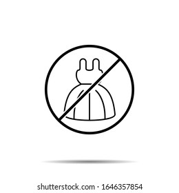 No hay icono de vestir. Línea delgada simple, contorno vectorial de la prohibición de belleza, prohibición, iconos de prohibición para ui y ux, sitio web o aplicación móvil