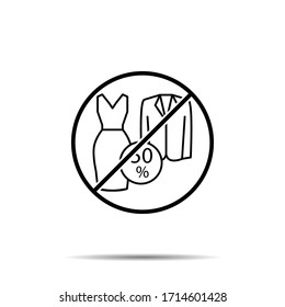 No Dress, suit, 50 percent icon. Simple thin line, outline vector of black friday ban, prohibition, embargo, interdict, forbiddance icons for ui and ux, website or mobile