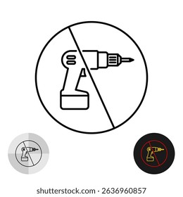 No drill needed icon. Manual assembly with hand only symbol. Please do not use electric screwdriver tools prohibition sign