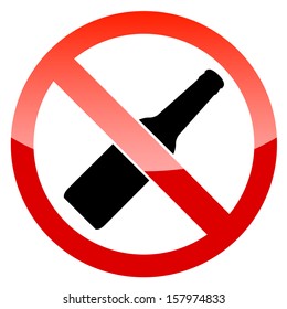 No drink alcohol icon. Ban sign. Bottle with no drink icon vector illustration