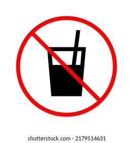 No drink allowed. Straw and drink cup icon. Vector.