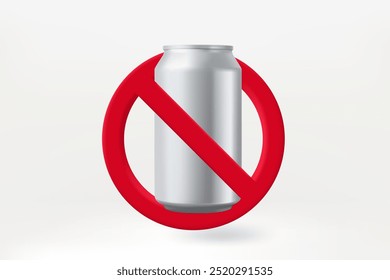 No drink concept with crossed metal can. 3d vector illustration
