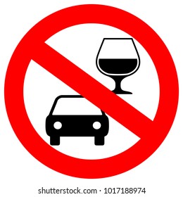 No Drink And Drive Vector Sign Isolated On White Background