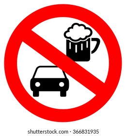 No drink and drive vector symbol illustration isolated on white background